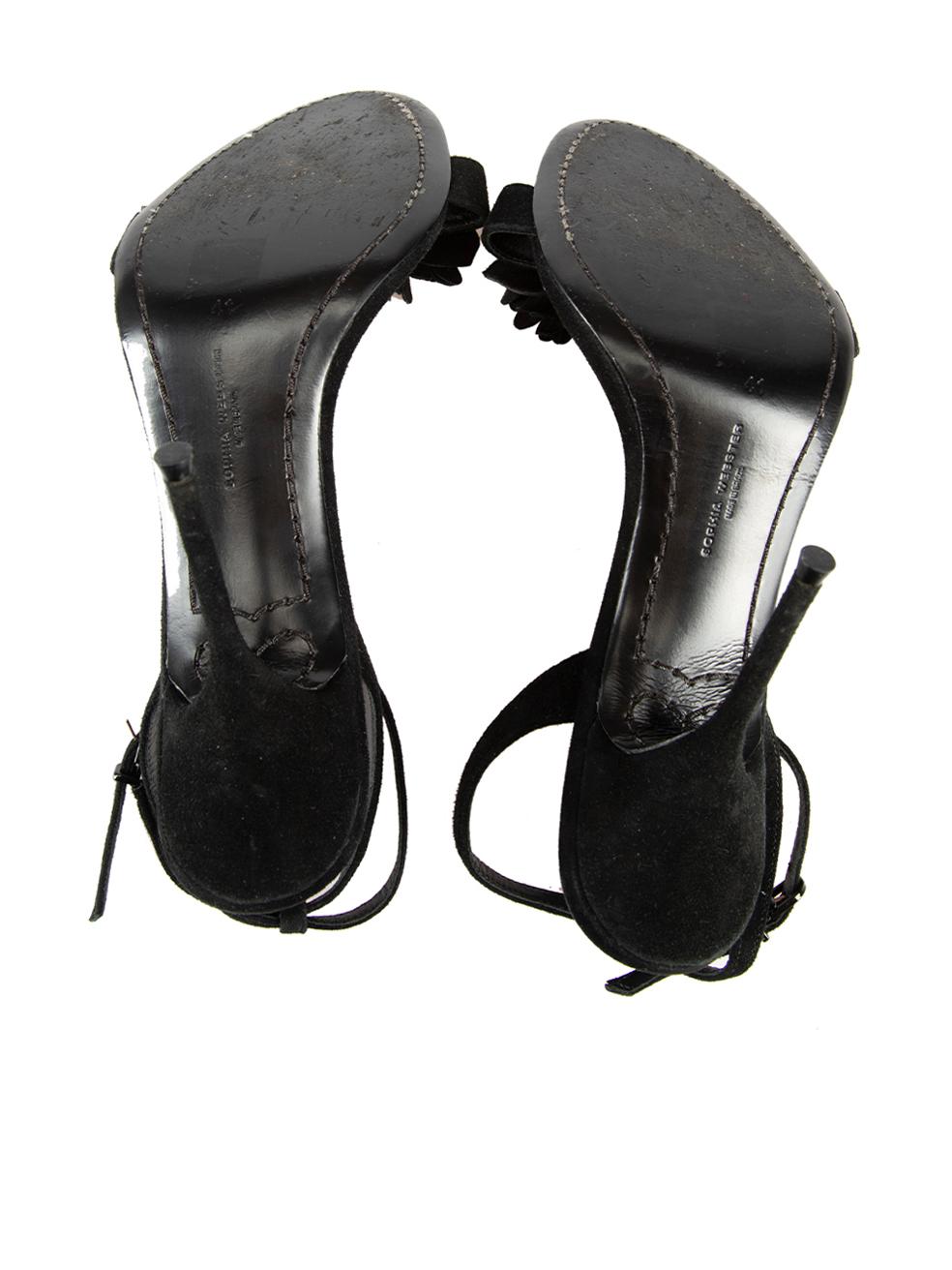 Women's Sophia Webster Black Suede Flower Accent Sandals Size IT 41