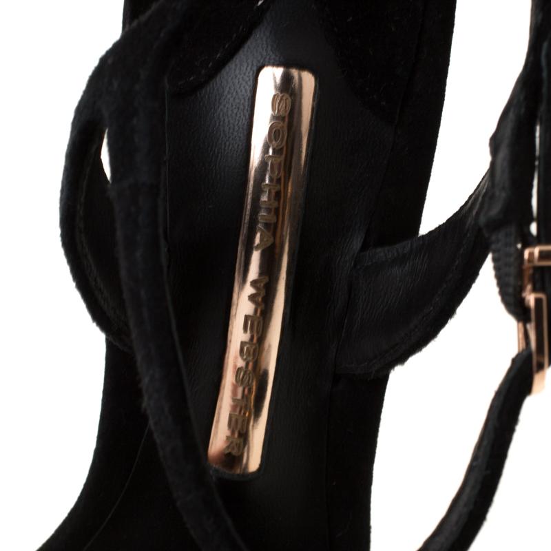 Sophia Webster Black Suede Layla Pom Pom Embellished T-Strap Sandals Size 39.5 2
