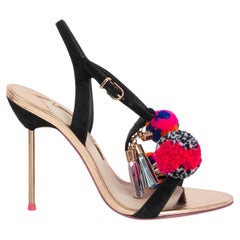 SOPHIA WEBSTER black suede LAYLA POMPOM Sandals Shoes 37