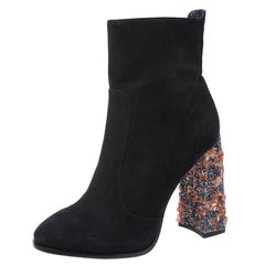 Sophia Webster Black Suede Leather Felicity Ankle Boots Size 41