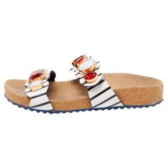 Sophia Webster Schwarz/Weiß Leder Becky Gem Nautische Sandalen Größe 36