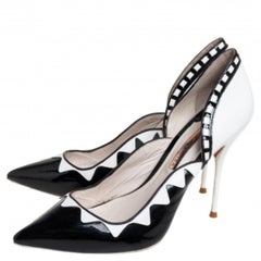 Sophia Webster Black/White Patent Leather And Leather D'orsay Pumps Size 40