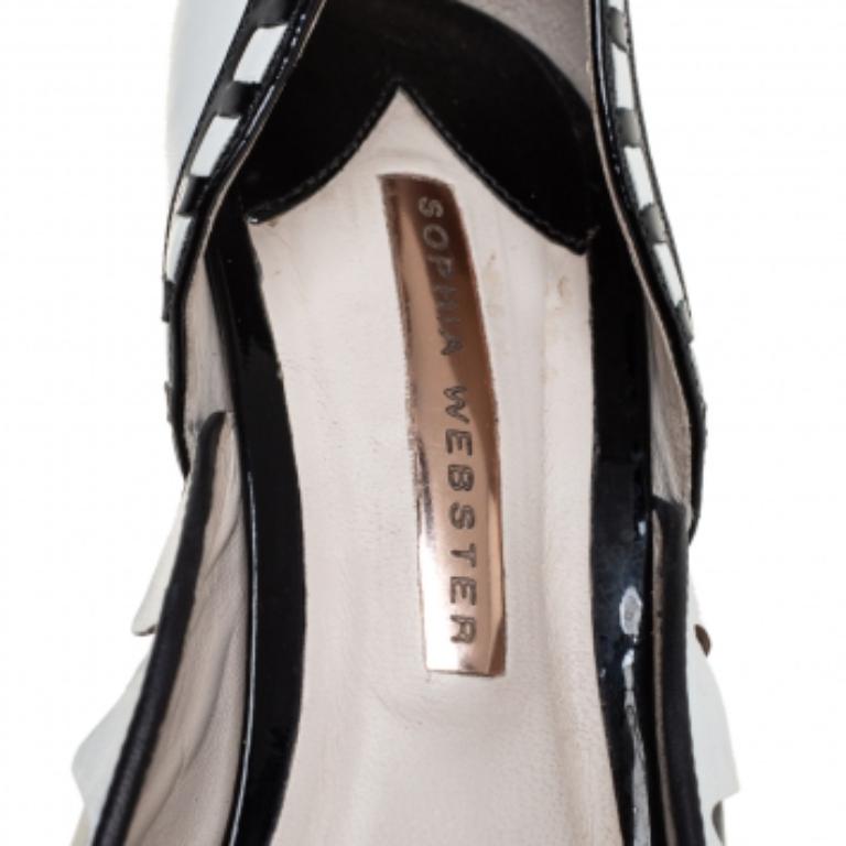 Sophia Webster Black/White Patent Leather And Leather D'orsay Pumps Size 40 In Good Condition For Sale In Dubai, Al Qouz 2
