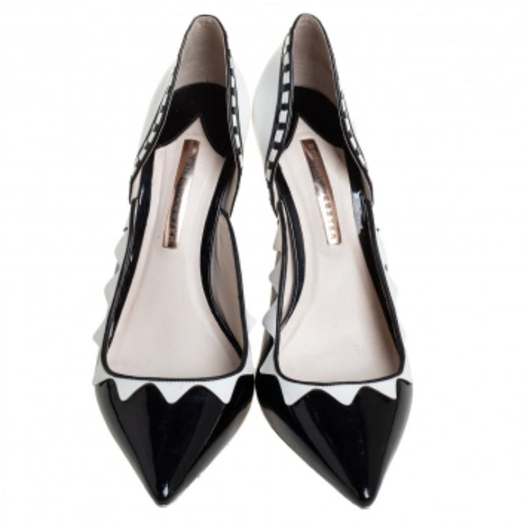 Women's Sophia Webster Black/White Patent Leather And Leather D'orsay Pumps Size 40 For Sale
