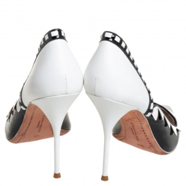 Sophia Webster Black/White Patent Leather And Leather D'orsay Pumps Size 40 For Sale 1