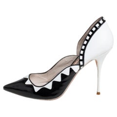 Sophia Webster Black/White Patent Leather And Leather D'orsay Pumps Size 40