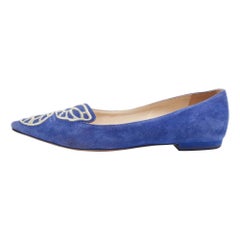 Sophia Webster Blue Suede Bibi Butterfly Ballet Flats Size 36.5
