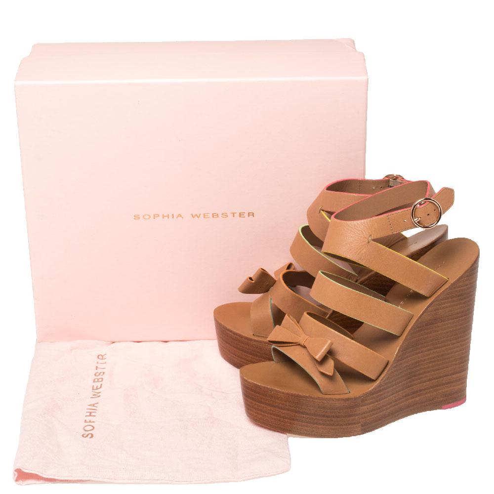 Sophia Webster Brown Leather Wedge Platform Ankle Strap Sandals  Size 38.5 2