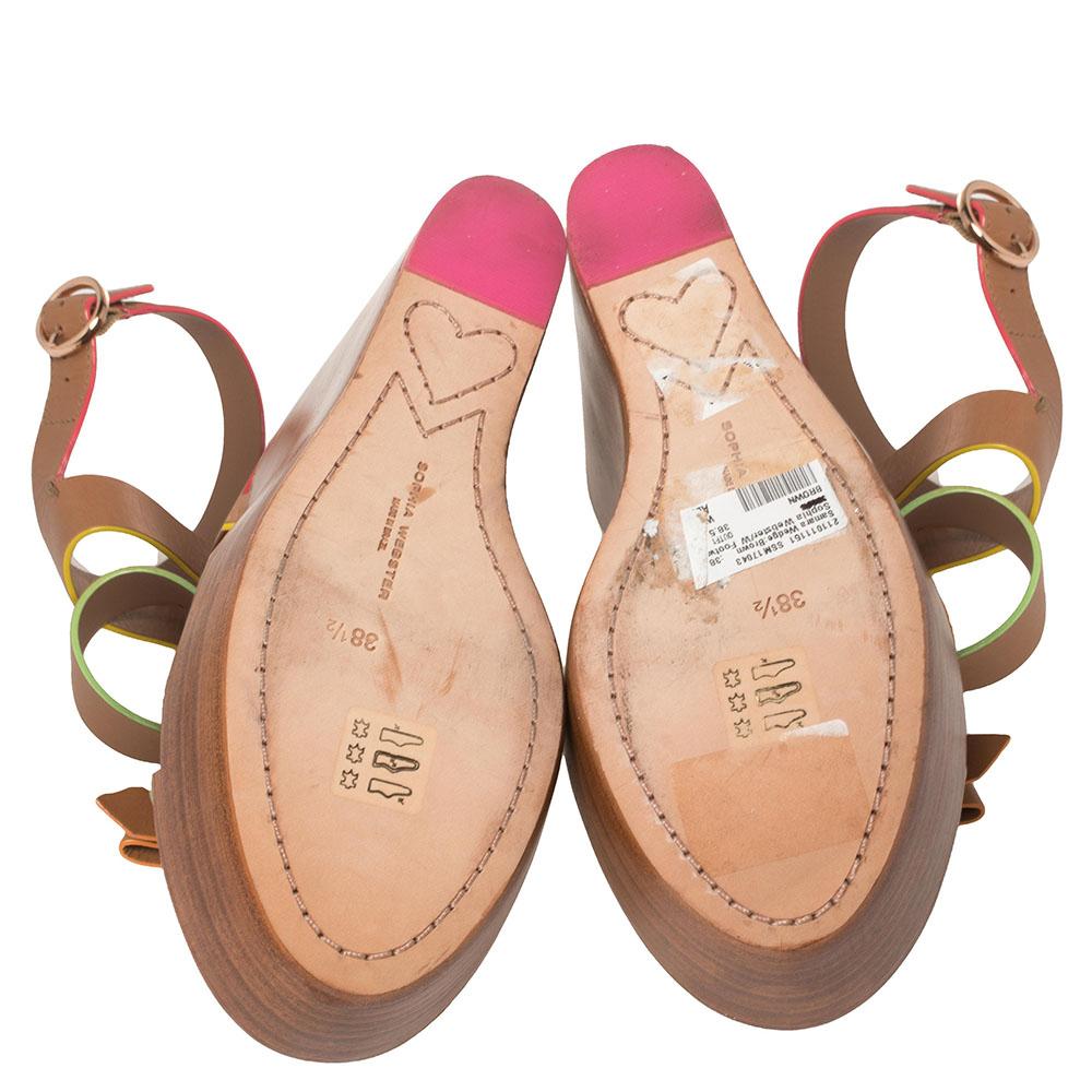 Sophia Webster Brown Leather Wedge Platform Ankle Strap Sandals  Size 38.5 4