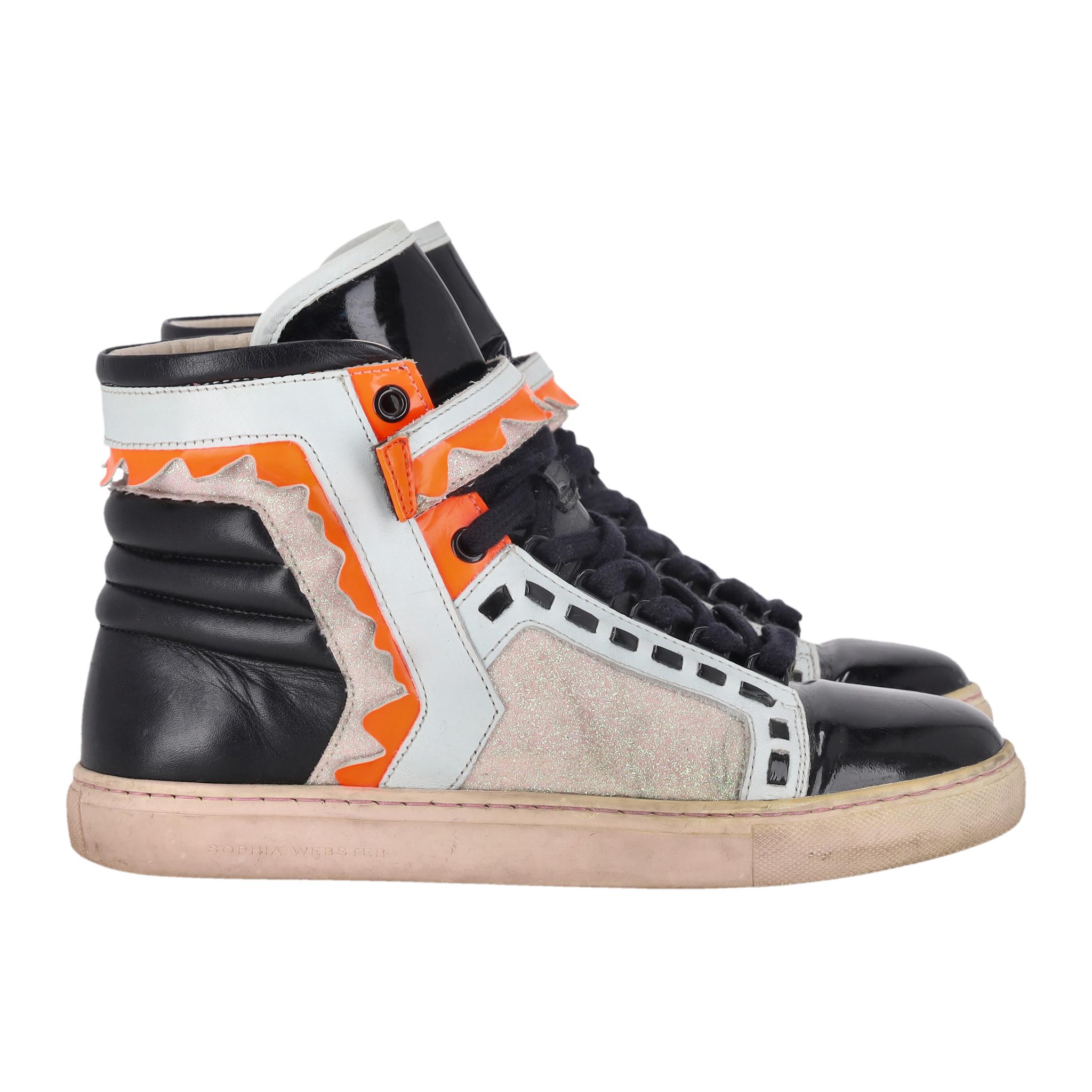 Beige Sophia Webster - Baskets montantes en cuir 'Riko' à détails de paillettes en vente