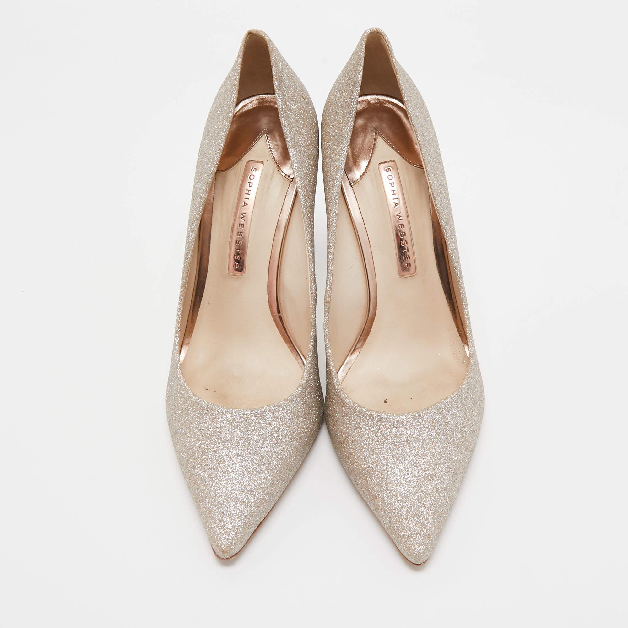 Sophia Webster Gold Glitter Coco Crystal Pumps Size 41 In Good Condition In Dubai, Al Qouz 2