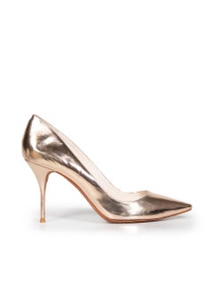 Sophia Webster Goldfarbene spitz zulaufende Leder Pumps mit spitzer Zehe Größe IT 38
