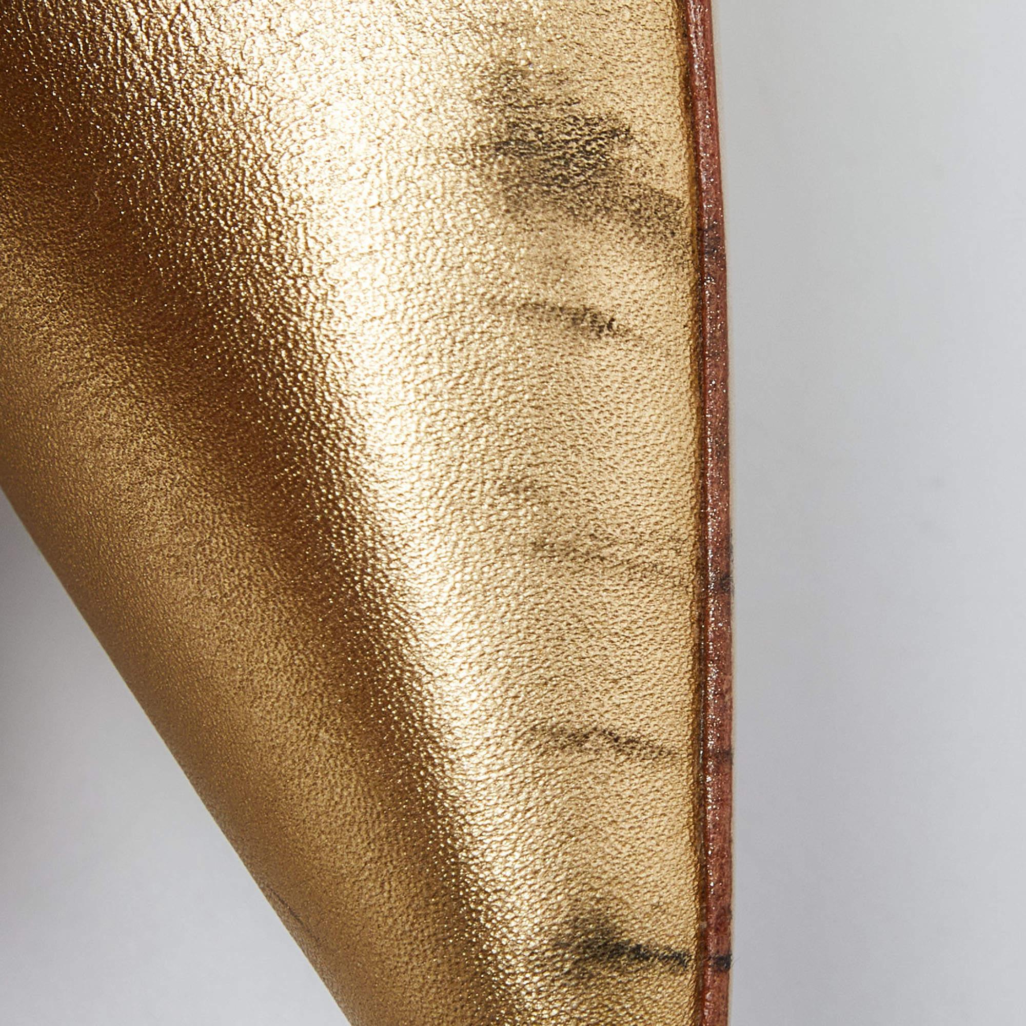 Beige Sophia Webster Gold/Transparent Leather and PVC Pointed Toe Pumps Size 38.5 For Sale
