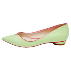 Sophia Webster Green Leather Pointed Toe Ballet Flats Size 37
