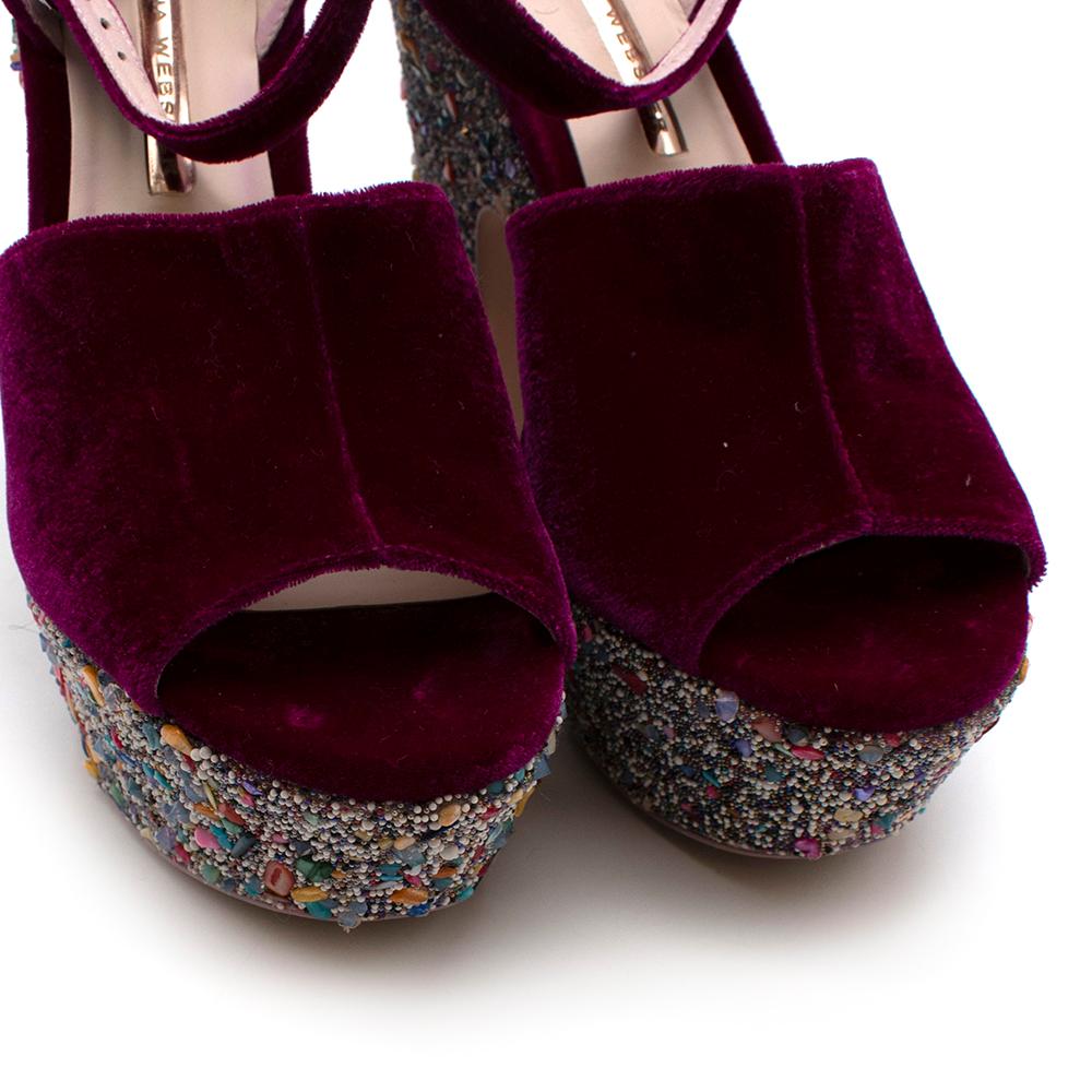 Beige Sophia Webster Havisham Pink Velvet Wedge Platform Sandals 41