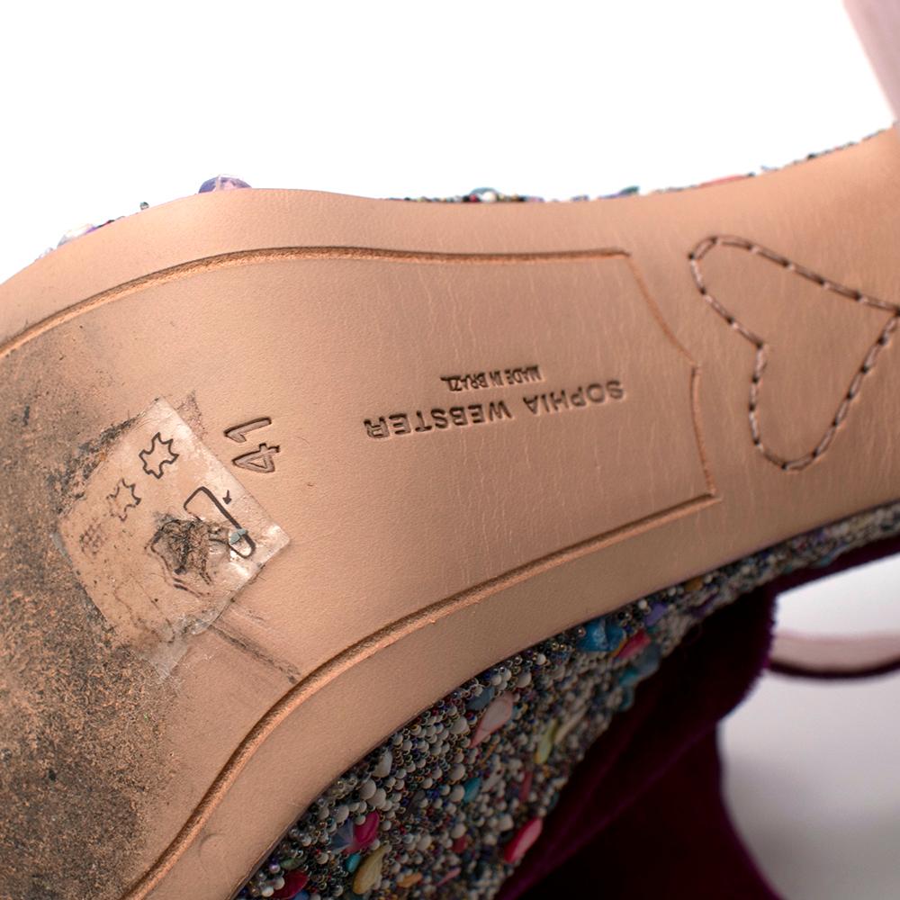 Sophia Webster Havisham Pink Velvet Wedge Platform Sandals 41 In Excellent Condition In London, GB