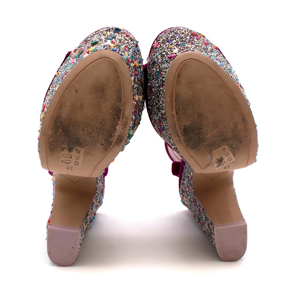 Women's or Men's Sophia Webster Havisham Pink Velvet Wedge Platform Sandals 41