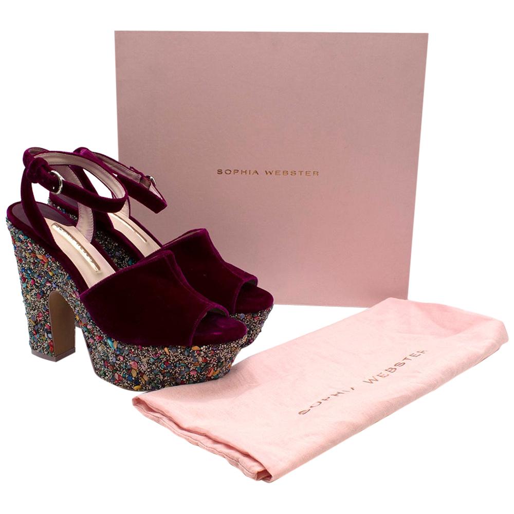 Sophia Webster Havisham Pink Velvet Wedge Platform Sandals 41