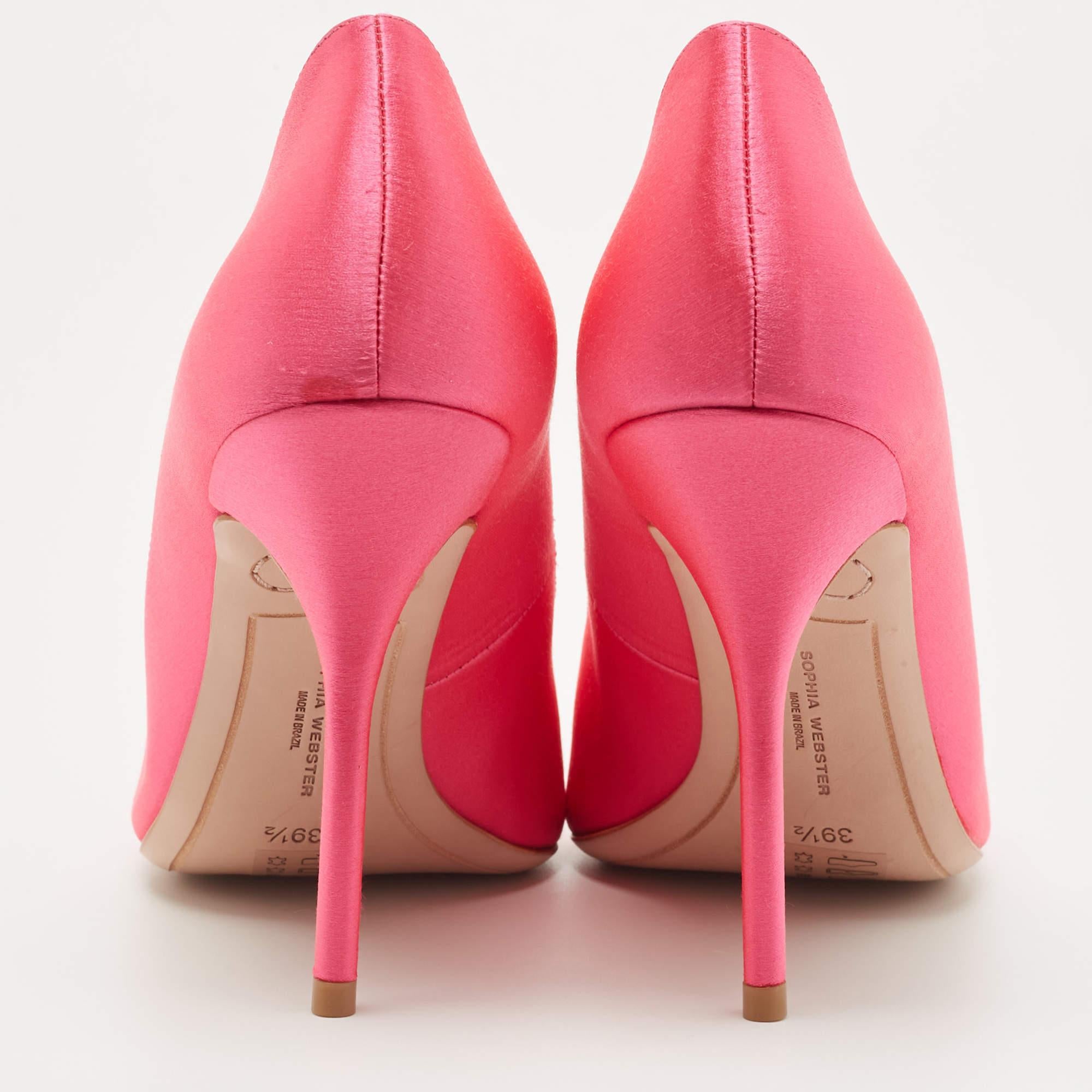 Sophia Webster Hot Pink Satin Lola Gem Pointed Toe Pumps Size 39.5 4