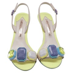 Sandali con tacco slingback di Sophia Webster, impreziositi da gioielli, in pelle multicolore