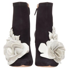 SOPHIA WEBSTER Jimbo Lilico black suede floral applique pointy bootie EU38.5