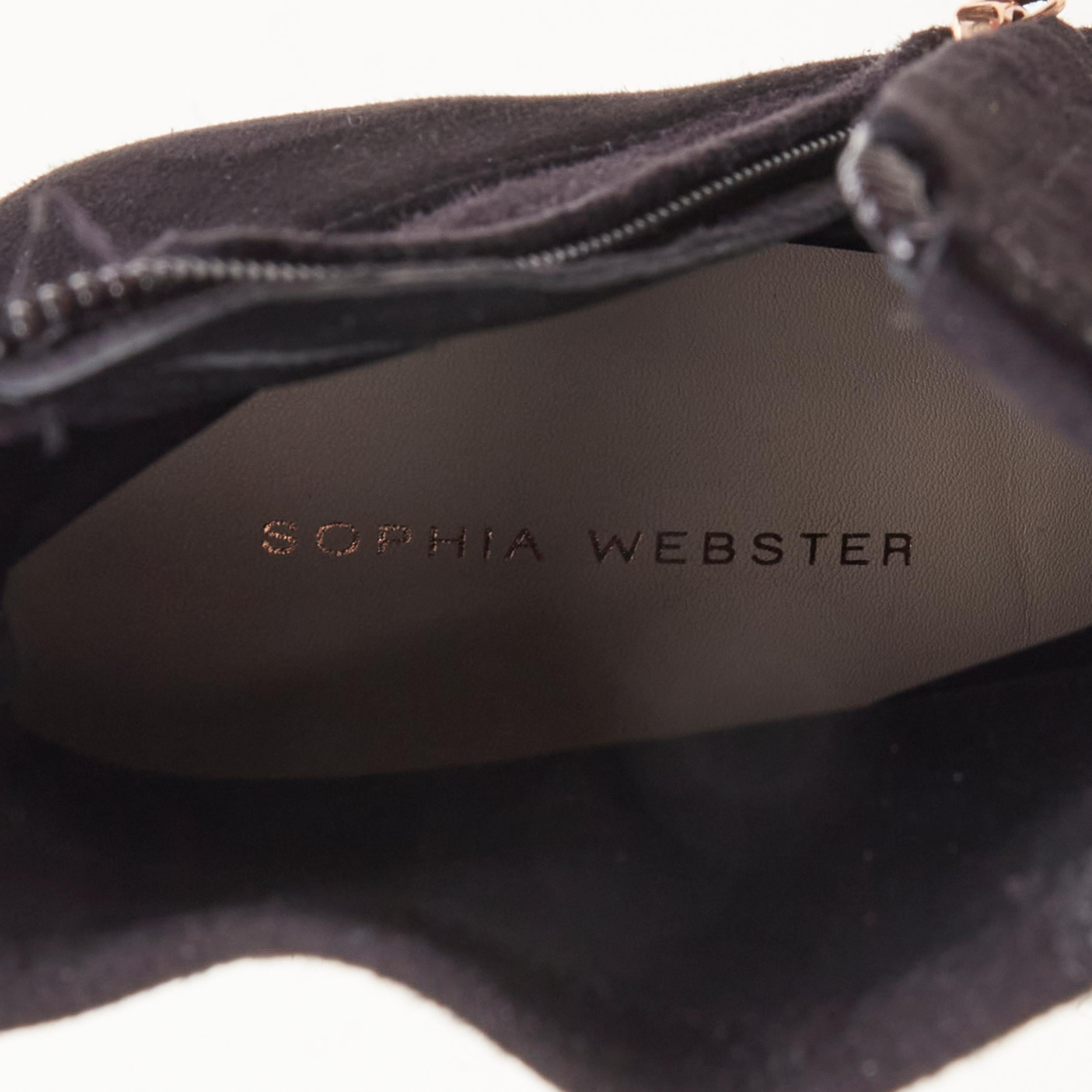 SOPHIA WEBSTER Jimbo Lilico black suede floral applique pointy bootie EU38.5 3