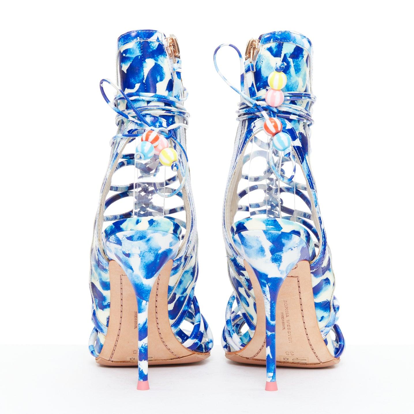 SOPHIA WEBSTER Lacey Oceana Cage blau bedruckt sctappy Absätze EU38 Zendaya Damen im Angebot