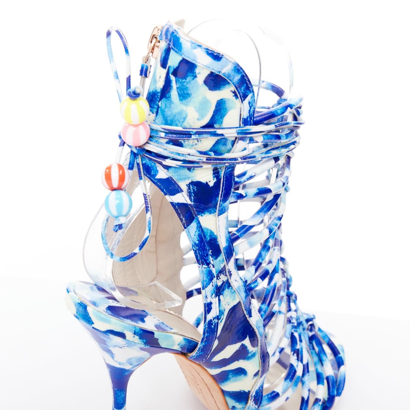 SOPHIA WEBSTER Lacey Oceana Cage blau bedruckt sctappy Absätze EU38 Zendaya im Angebot 3