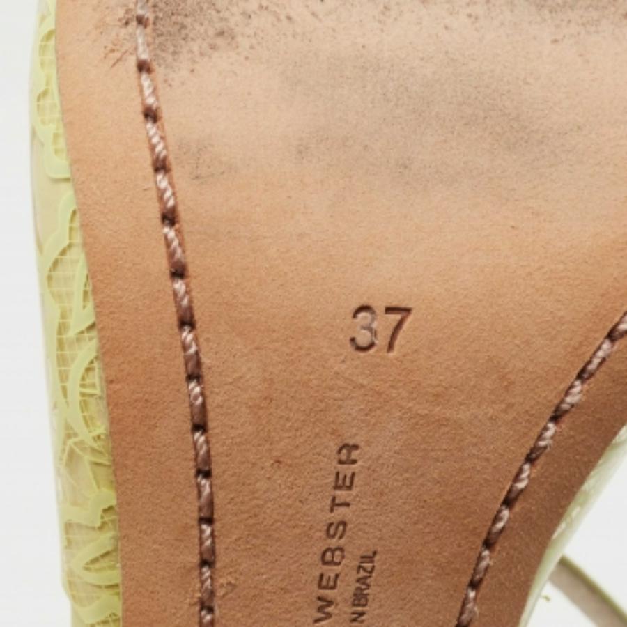Sophia Webster Leder und Spitze Print PVC Peep Toe Knöchelriemen Sandalen Größe 37 Damen im Angebot