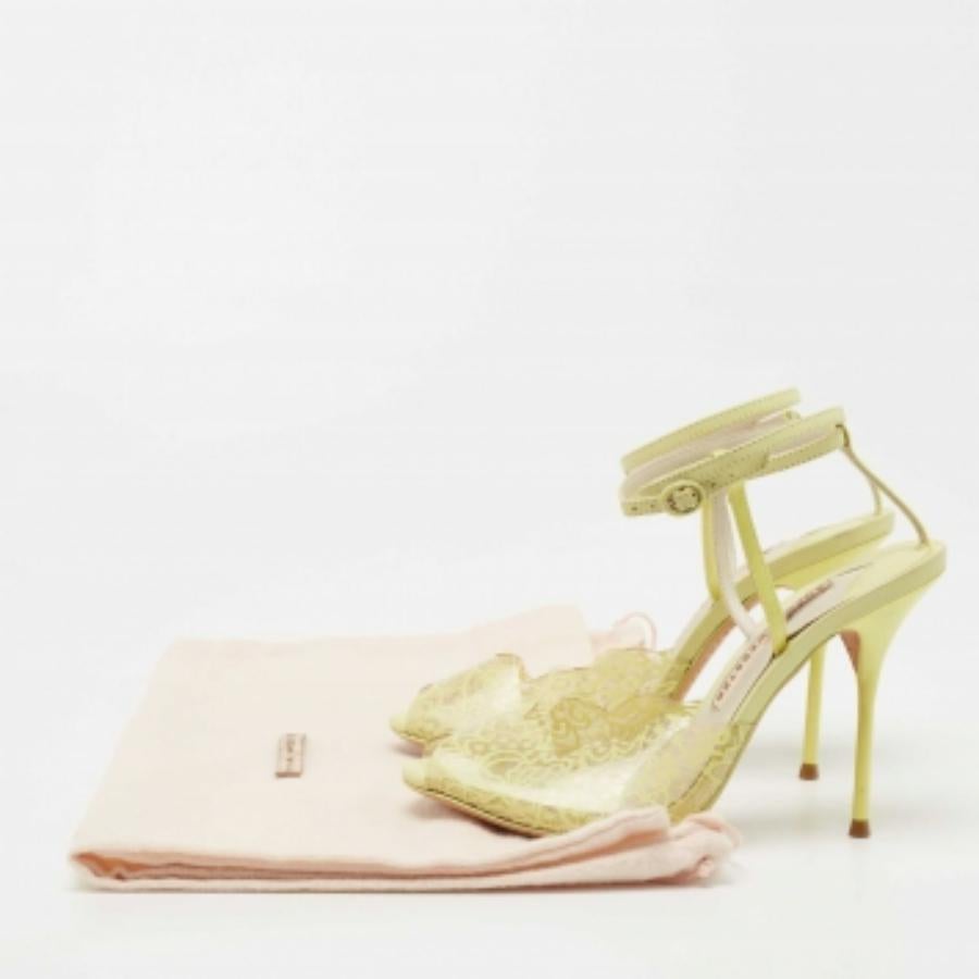 Sophia Webster Leder und Spitze Print PVC Peep Toe Knöchelriemen Sandalen Größe 37 im Angebot 1