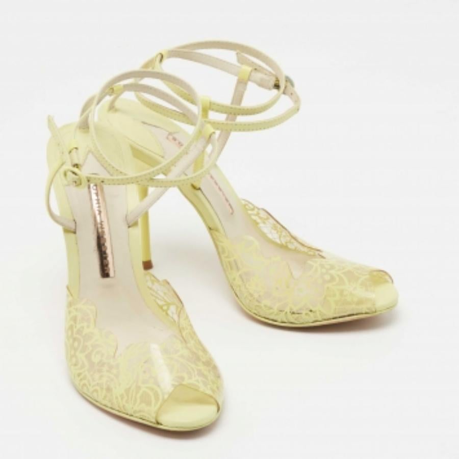 Sophia Webster Leder und Spitze Print PVC Peep Toe Knöchelriemen Sandalen Größe 37 im Angebot 3