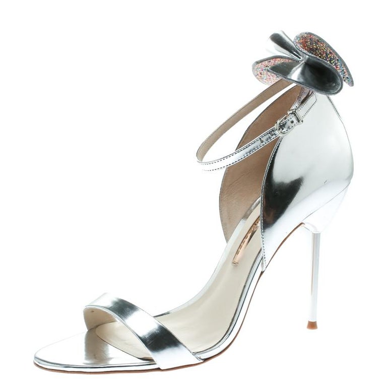 Sophia Webster Leather Maya Crystal Embellished Bow Ankle Strap Sandals ...