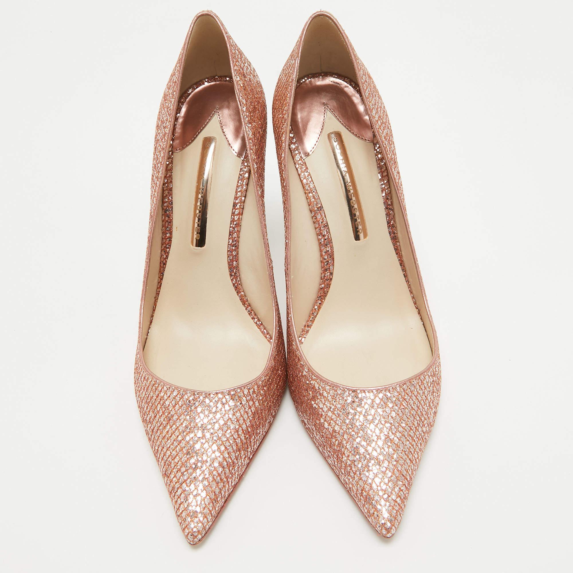 Brown Sophia Webster Metallic Glitter Coco Crystal Pumps Size 41 For Sale