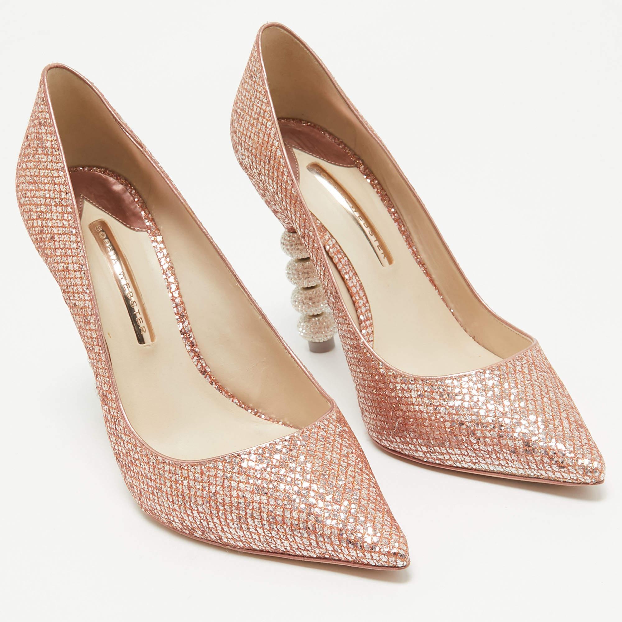 Sophia Webster Metallic Glitter Coco Crystal Pumps Size 41 In Good Condition For Sale In Dubai, Al Qouz 2