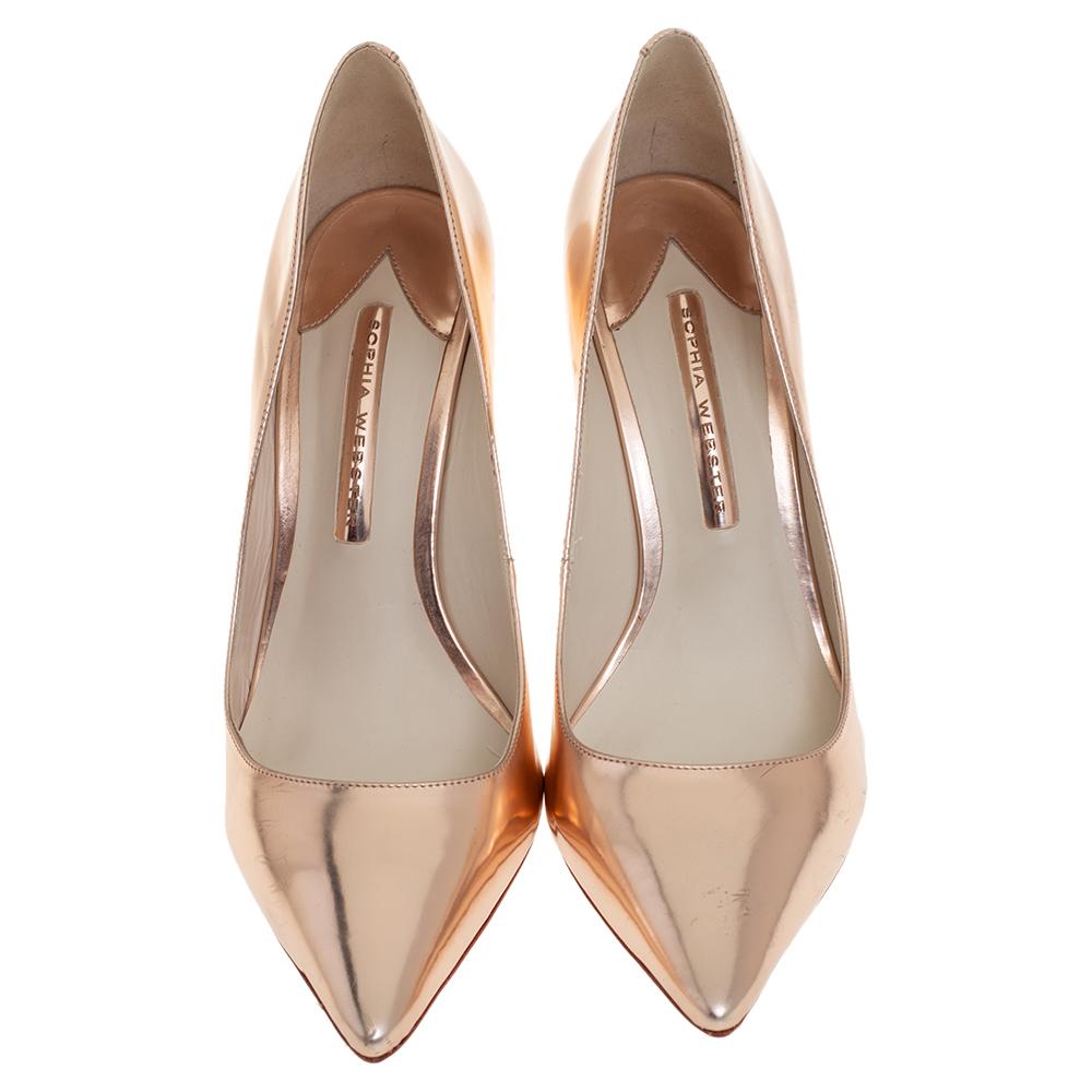 rose gold leather pumps