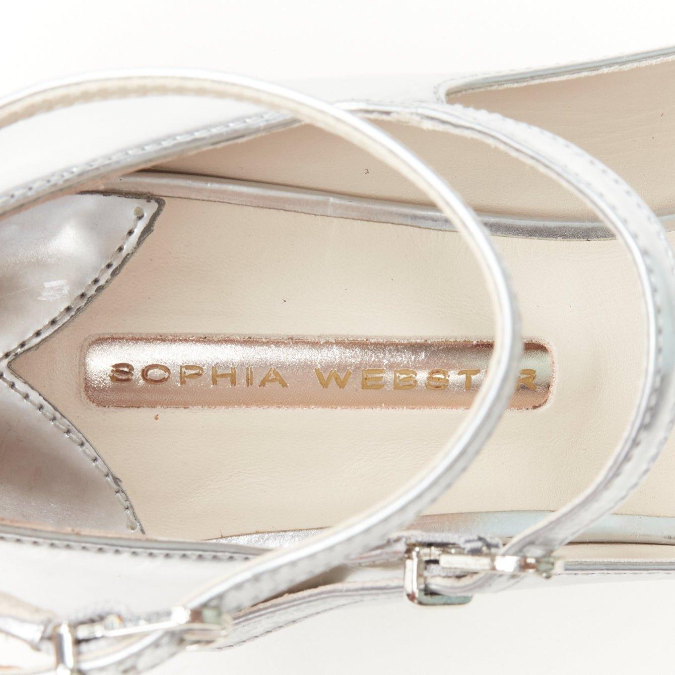SOPHIA WEBSTER tacco a farfalla incrostato di cristalli argento metallizzato EU37 in vendita 5