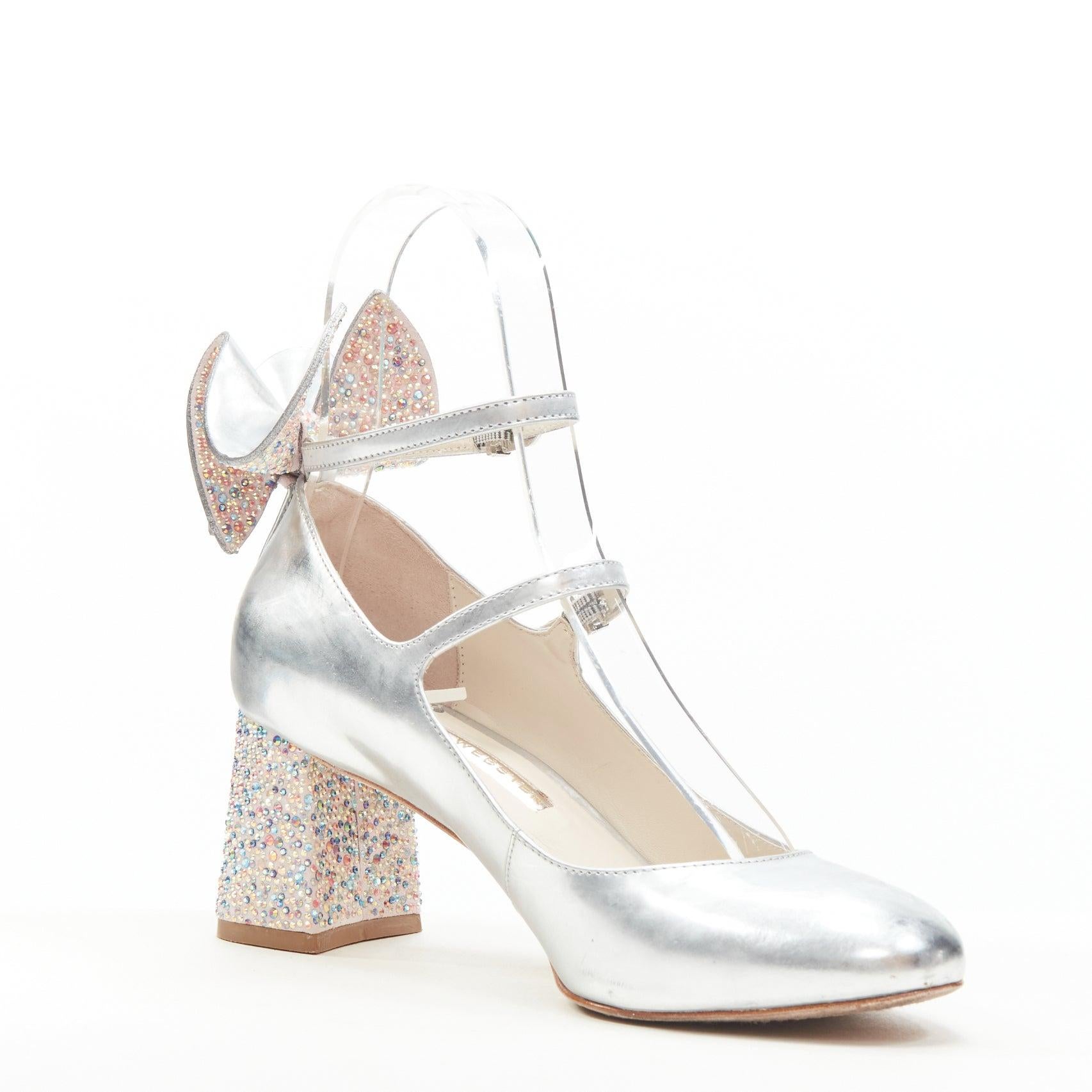 Argento SOPHIA WEBSTER tacco a farfalla incrostato di cristalli argento metallizzato EU37 in vendita