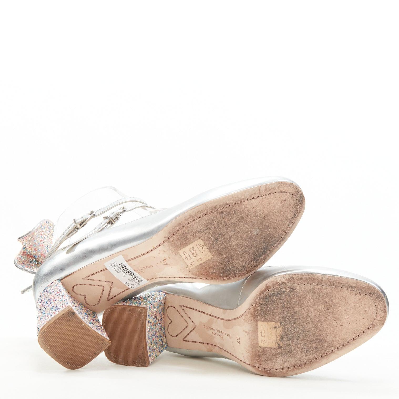 SOPHIA WEBSTER tacco a farfalla incrostato di cristalli argento metallizzato EU37 in vendita 1