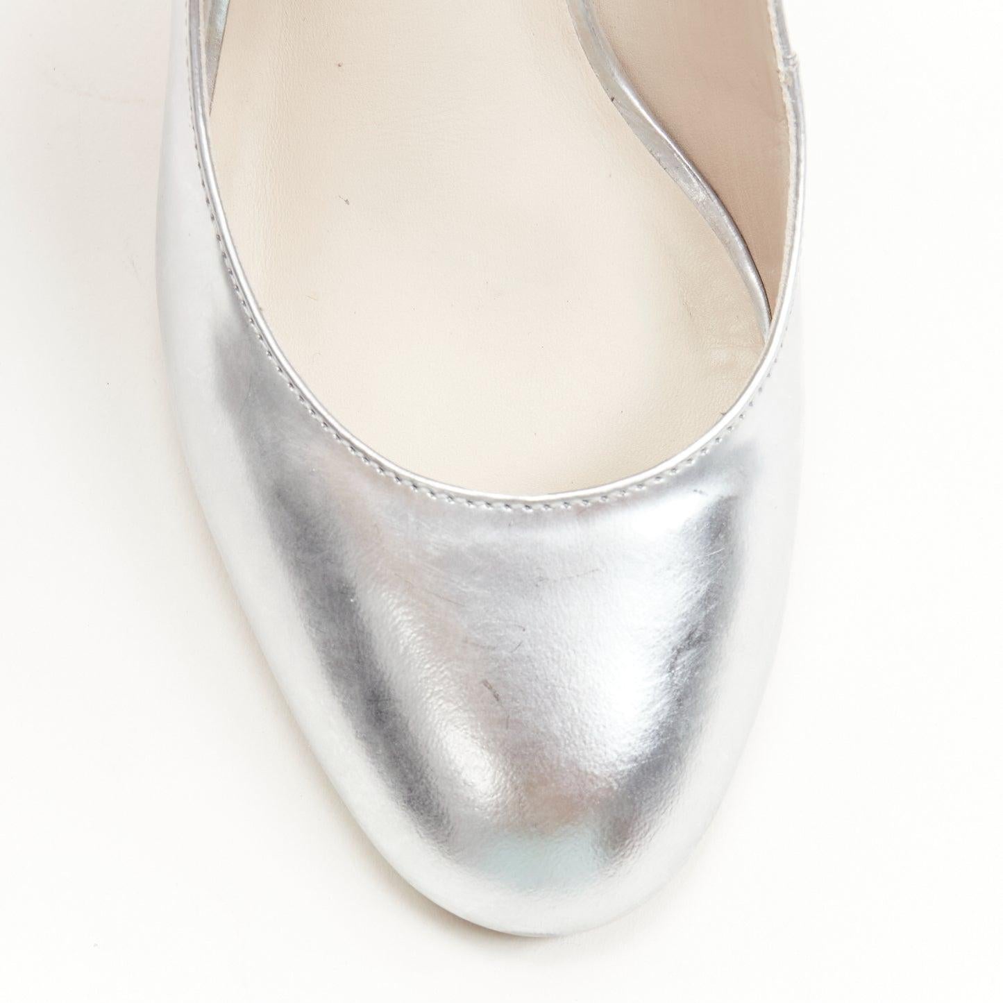SOPHIA WEBSTER tacco a farfalla incrostato di cristalli argento metallizzato EU37 in vendita 4