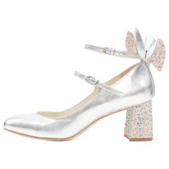 SOPHIA WEBSTER metallic silver crystal encrusted butterfly maryjane heel EU37