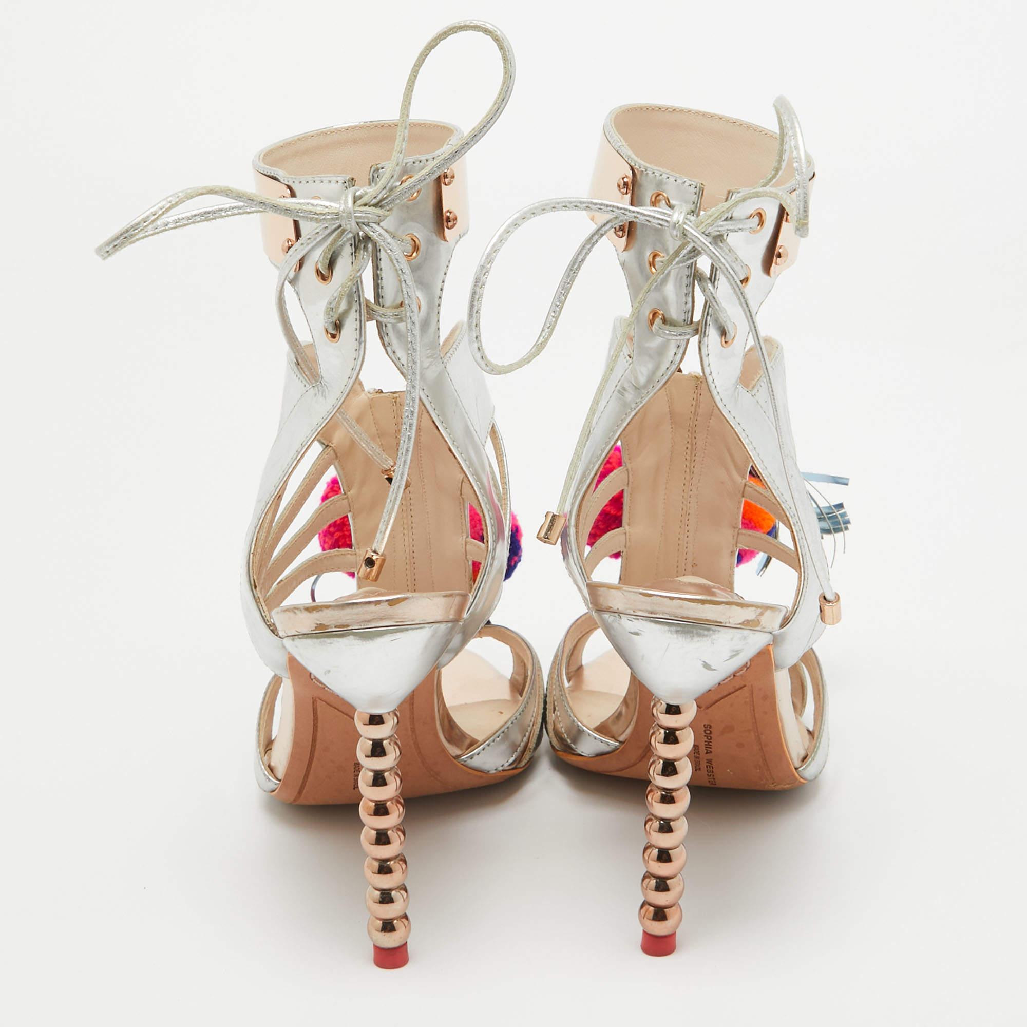 De las mujeres Sophia Webster Sandalias con adorno de pompones Yasmina de piel espejada talla 37 en venta