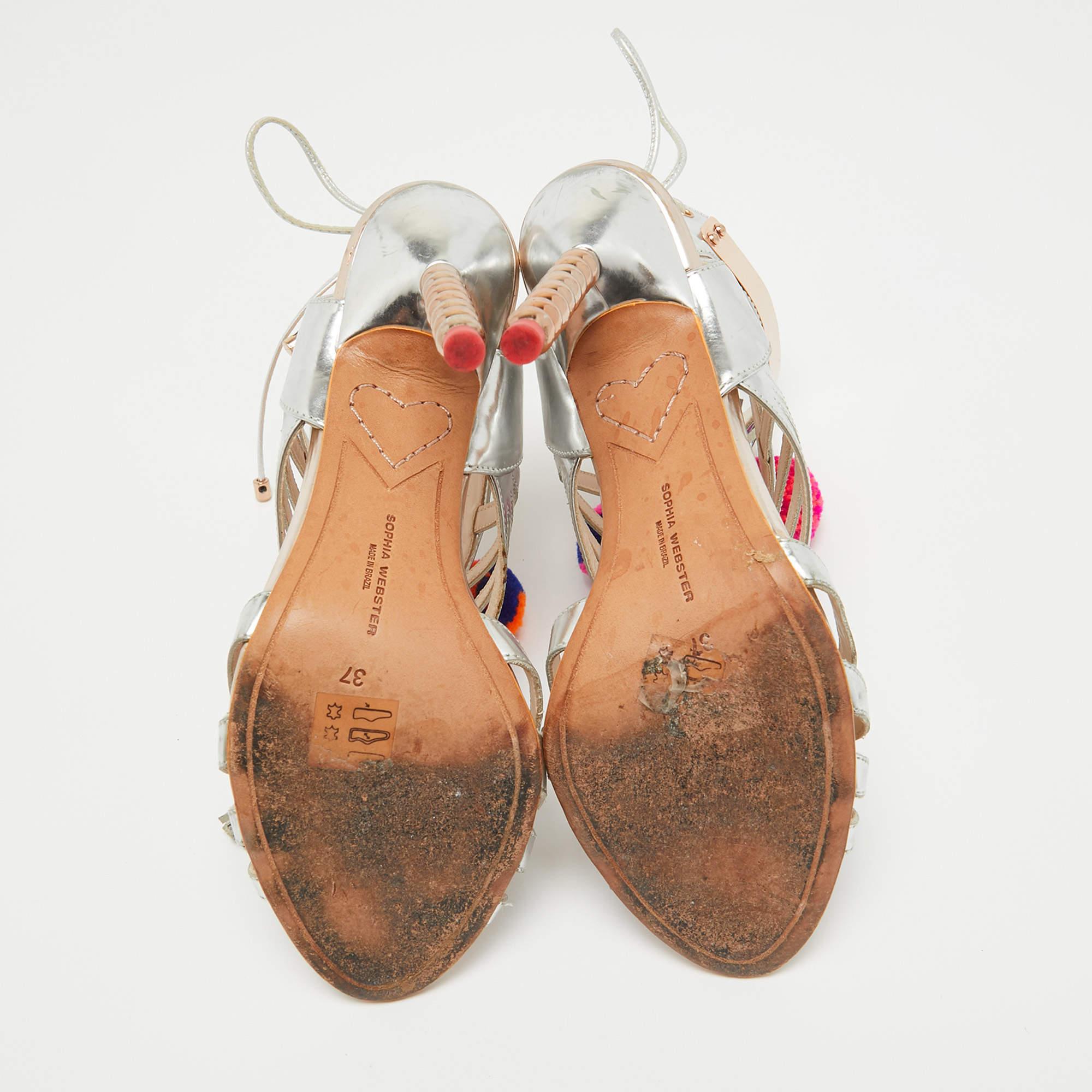Sophia Webster Sandalias con adorno de pompones Yasmina de piel espejada talla 37 en venta 1