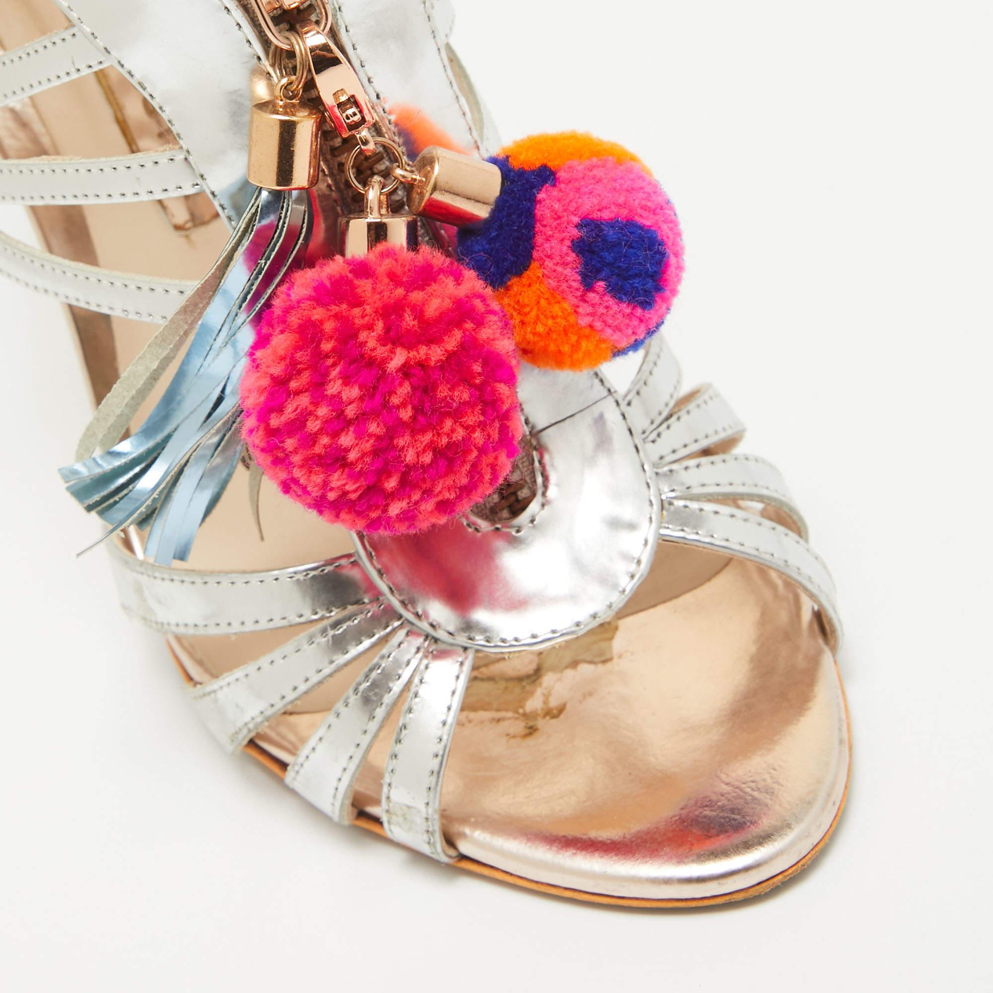 Sophia Webster Sandalias con adorno de pompones Yasmina de piel espejada talla 37 en venta 2
