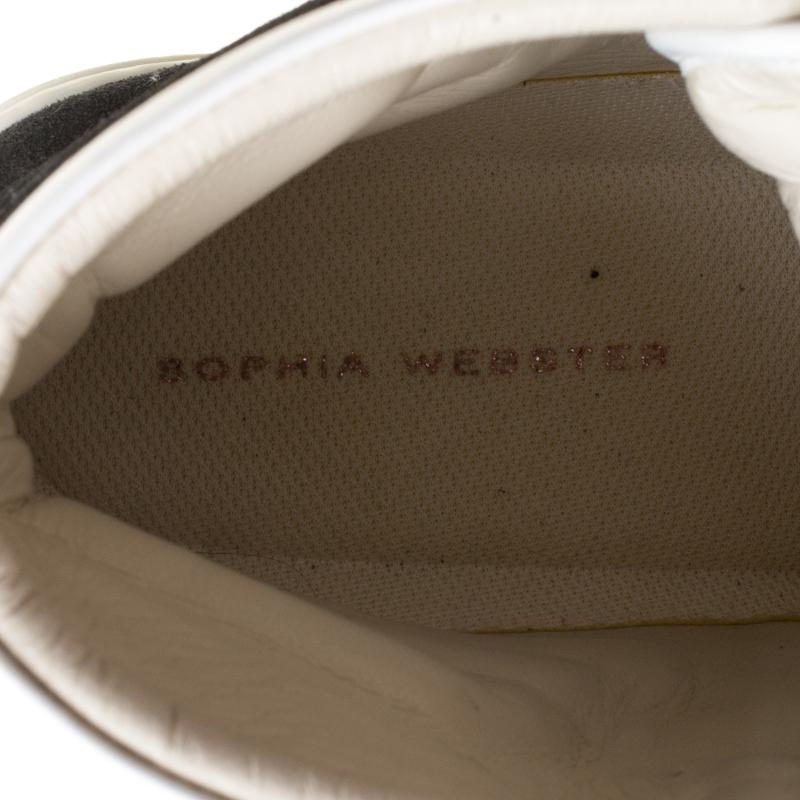Sophia Webster Monochrome Suede and Leather Riko High Top Sneakers Size 41 In New Condition In Dubai, Al Qouz 2