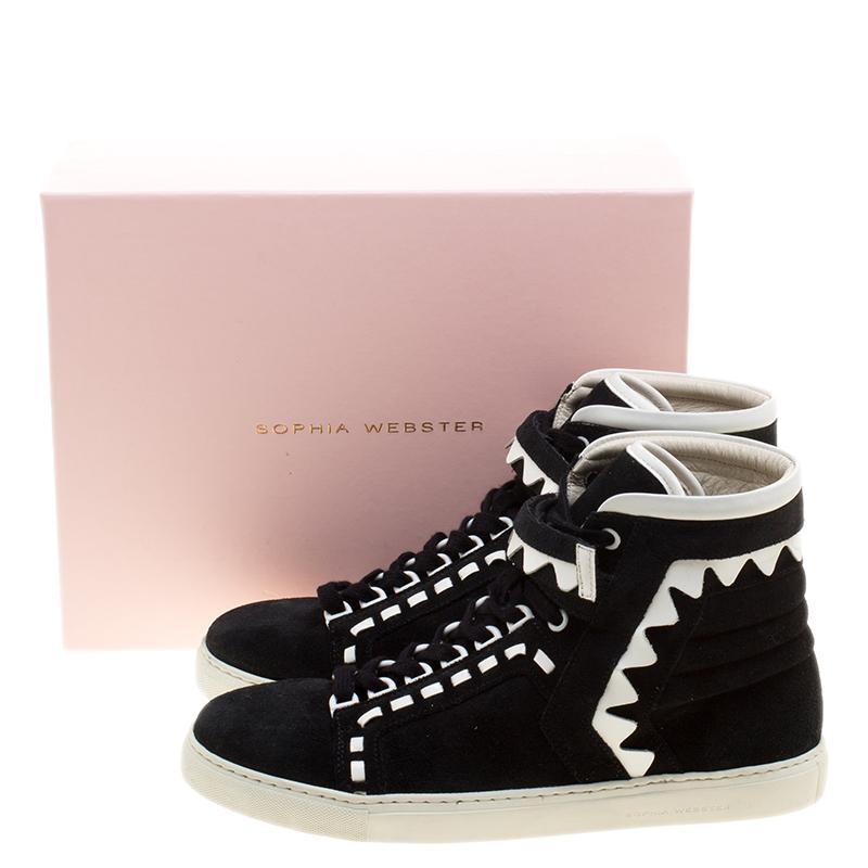 Sophia Webster Monochrome Suede and Leather Riko High Top Sneakers Size 41 3