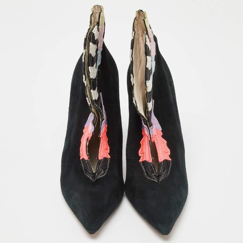 Noir Bottines Sophia Webster en daim brodé multicolore, taille 39,5 en vente