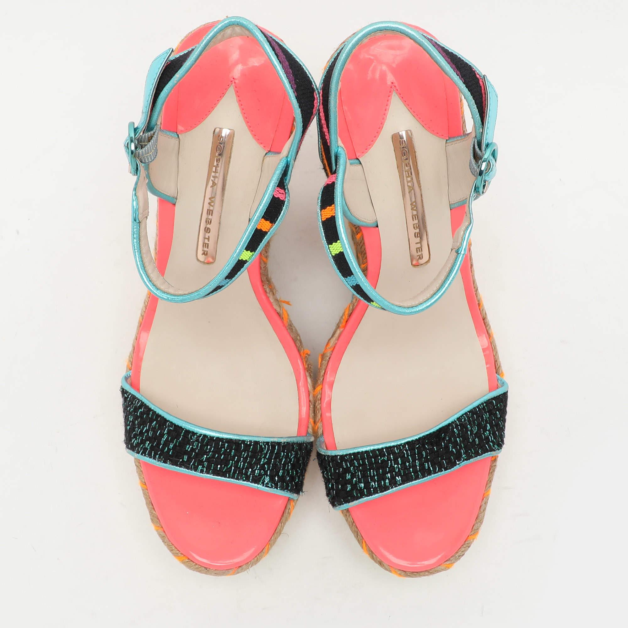 Brown Sophia Webster Multicolor Fabric and Leather Lucita Espadrille Sandals Size 40 For Sale
