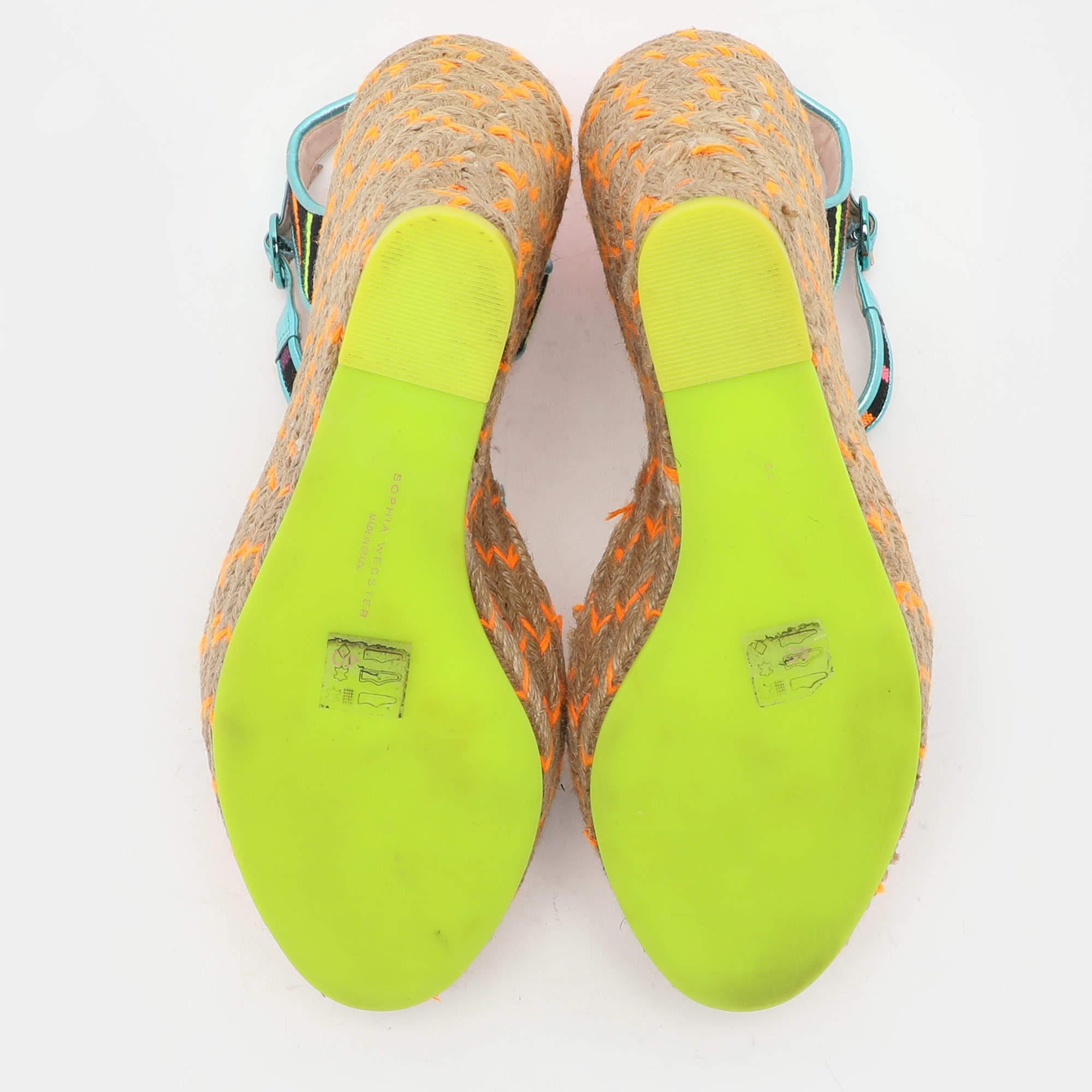 Sophia Webster Multicolor Fabric and Leather Lucita Espadrille Sandals Size 40 For Sale 1