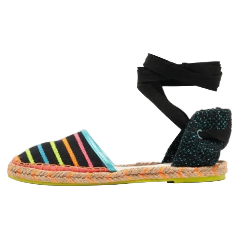 Sophia Webster Mehrfarbige Espadrille-Flats aus Stoff mit Juana-Bändern, neu, Größe 37 im Angebot
