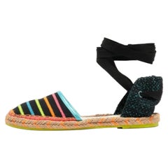 Sophia Webster Mehrfarbige Espadrille-Flats aus Stoff mit Juana-Bändern, neu, Größe 37